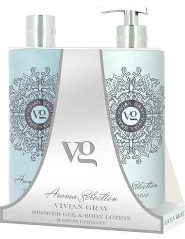 VIVIAN GRAY Set aroma shower gel/body lotion amber&cedar, 2x500ml