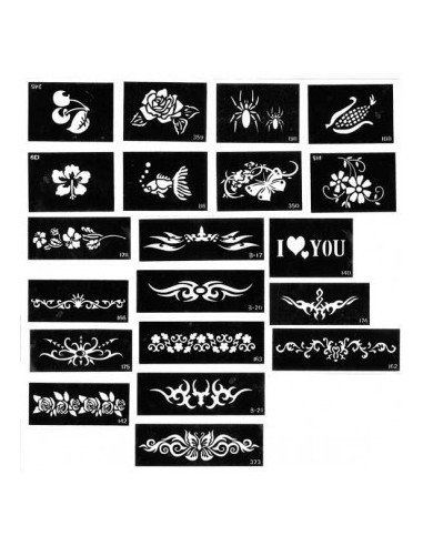 Body Art-sæt med stencils/skabeloner,...