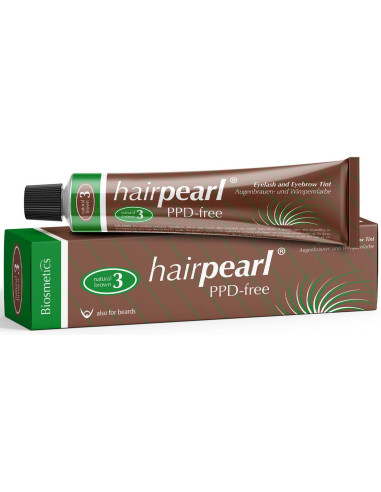 Hairpearl Skropstu un uzacu krāsa, bez PPD, Nr.3 – Dabīgi brūns, 20ml