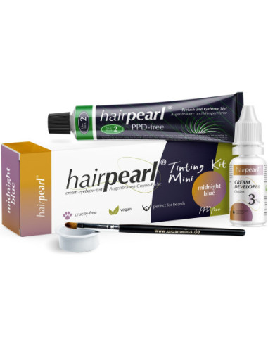 Hairpearl komplekts uzacu un skropstu krāsošanai, bez PPD, Zili melns