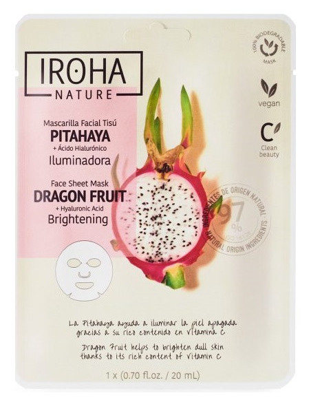 IROHA NATURE Lysnende ansigtsmaske med dragefrugt 20ml