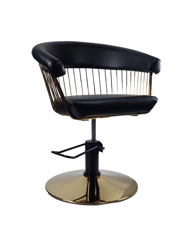 Frisørstol Alexandra med guldfod, sort
