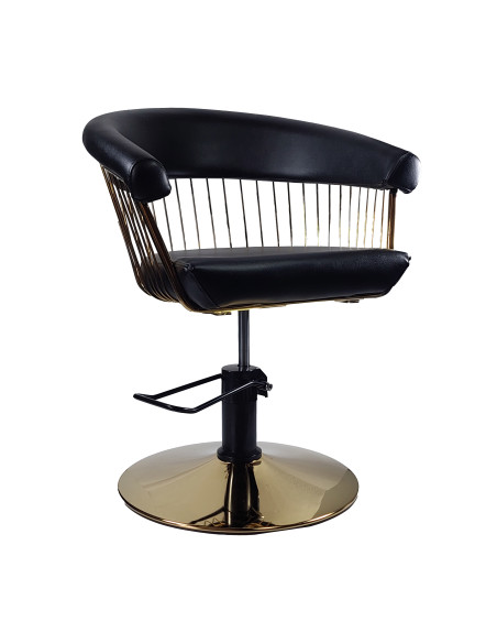 Frisørstol Alexandra med guldfod, sort