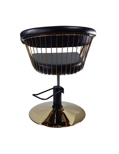 Frisørstol Alexandra med guldfod, sort