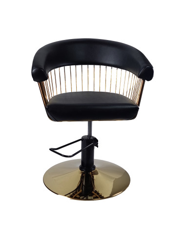 Frisørstol Alexandra med guldfod, sort