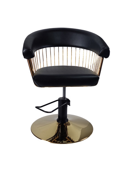 Frisørstol Alexandra med guldfod, sort