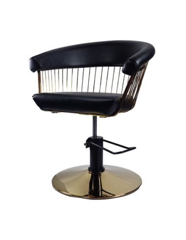 Hairdresser customer chair Alexandra with Gold base, Black