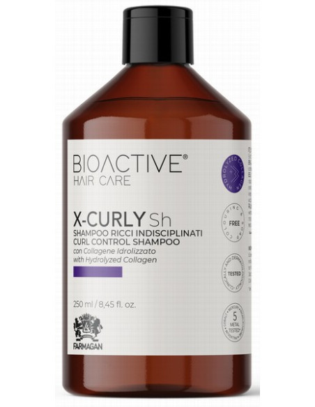 BIOACTIVE X-CURLY Shampoo med hydrolyseret kollagen til krøllet og kruset hår 250 ml