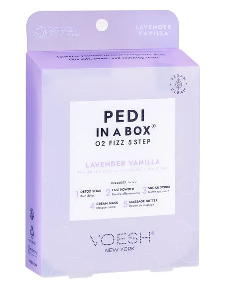 VOESH - PEDI IN A BOX Pedicure SPA behandling 5-i-1, beroligende, lavendel ekstrakt