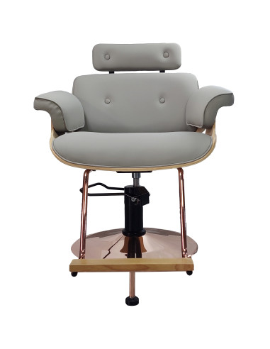 Frisørstol Soho med guldfod, grå