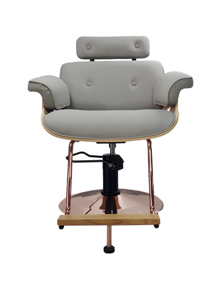 Frisørstol Soho med guldfod, grå