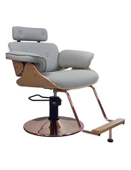 Frisørstol Soho med guldfod, grå