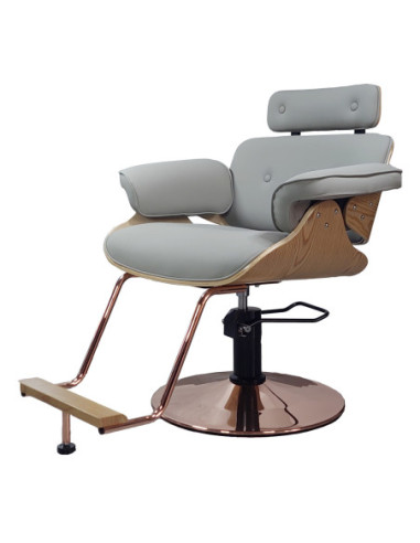 Frisørstol Soho med guldfod, grå
