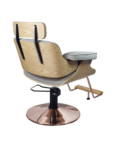 Frisørstol Soho med guldfod, grå