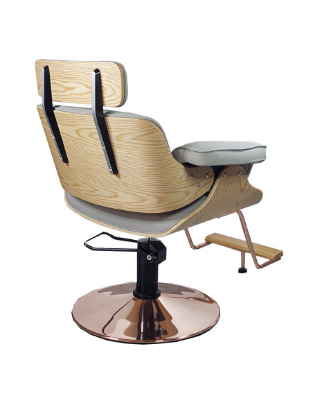 Frisørstol Soho med guldfod, grå