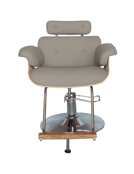 Frisørstol Soho med sølvfod, Grå