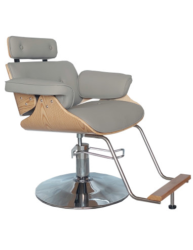 Frisørstol Soho med sølvfod, Grå