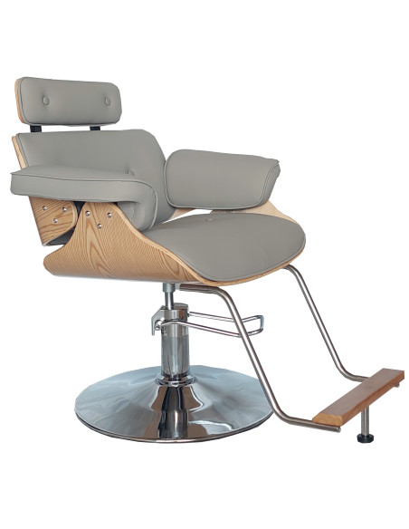 Frisørstol Soho med sølvfod, Grå