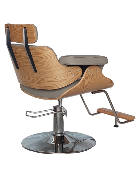 Frisørstol Soho med sølvfod, Grå