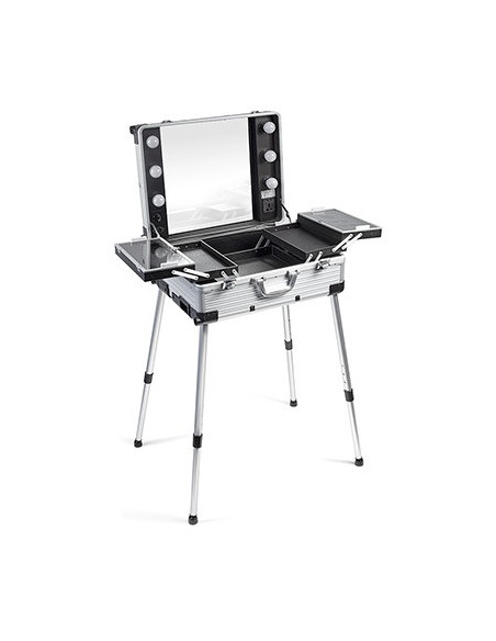 Makeup artist kuffert med belysning og justerbare ben MAKEUP 2 ROLLY
