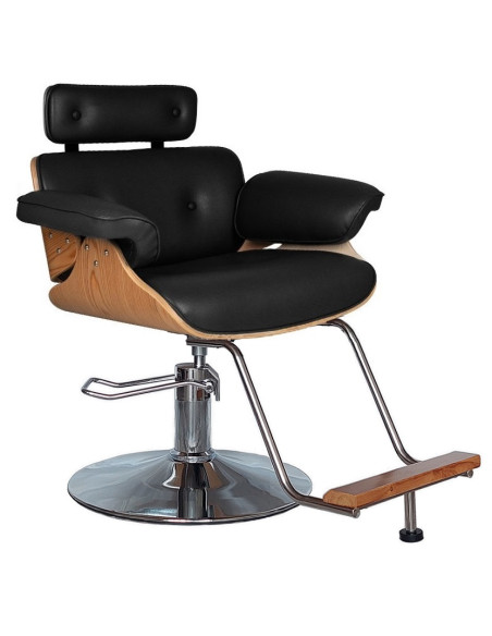 Frisørstol til klienter, med sølvfod, sort