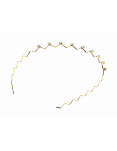 Hårbøjle, bølget, guld med rhinsten,...