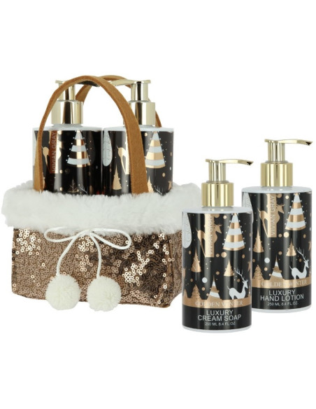CHRISTMAS Brun Glitter Sæt med cremesæbe + håndlotion 2*250ml