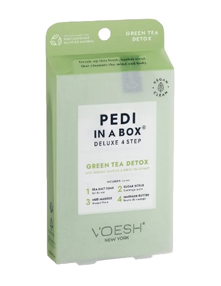 VOESH - PEDI IN A BOX Fodsæt Grøn Te Detox, rensende, 4 produkter