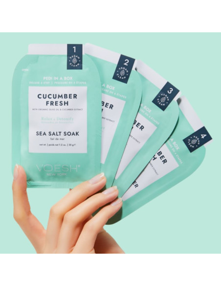 VOESH - PEDI IN A BOX Fodsæt Agurkeekstrakt Agurk Frisk, forfriskende, 4 produkter