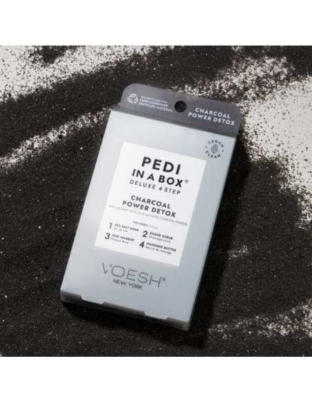 VOESH - PEDI IN A BOX Fodsæt Kulpulver Detox, rensende, 4 produkter