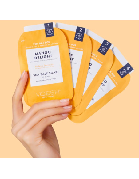 VOESH - PEDI IN A BOX Mango Delight fodsæt, for velvære, 4 produkter