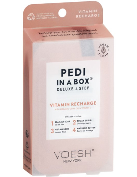 VOESH - PEDI IN A BOX Fodsæt C-vitamin genopladning, 4 produkter