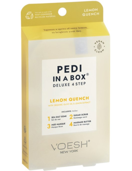 VOESH - PEDI IN A BOX Lemon Quench fodsæt, forfriskende-lindrende, 4 produkter