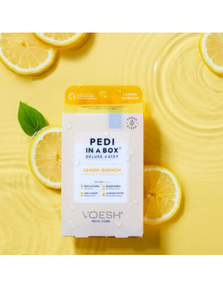 VOESH - PEDI IN A BOX Lemon Quench fodsæt, forfriskende-lindrende, 4 produkter