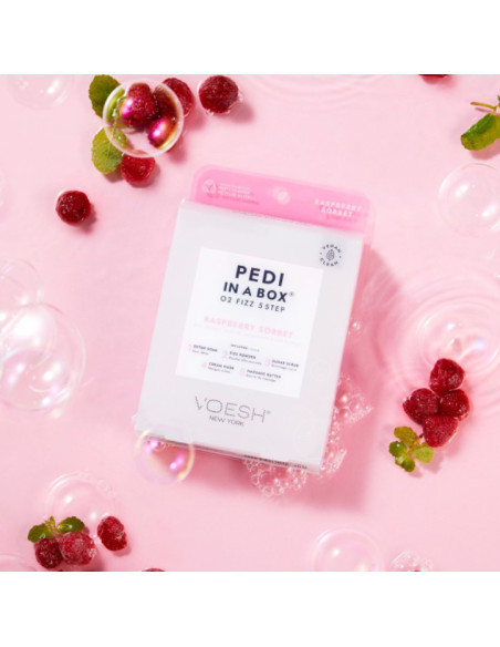 VOESH - PEDI IN A BOX Pedicure SPA behandling 5-i-1, detox.-afslappende, hindbærsorbet