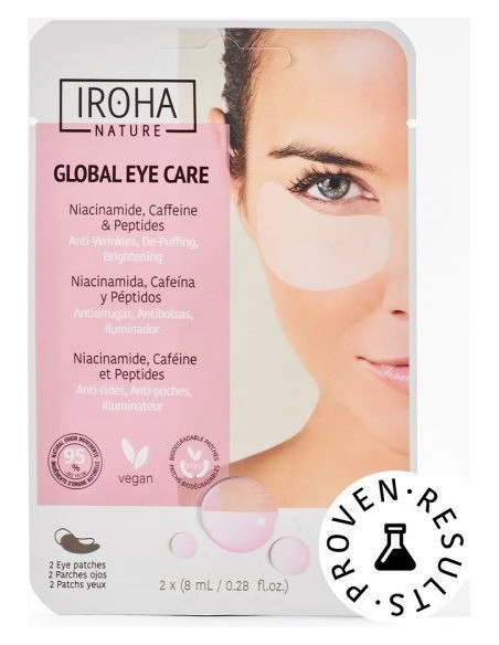 IROHA NATURE øjenmaske med koffein/peptider/niacinamider 2 stk.