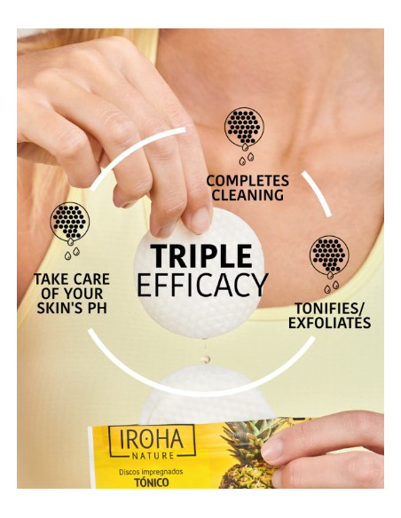 IROHA NATURE Peeling og Brightening Toner Pads med glykolsyre og ananasenzymer 10 stk.