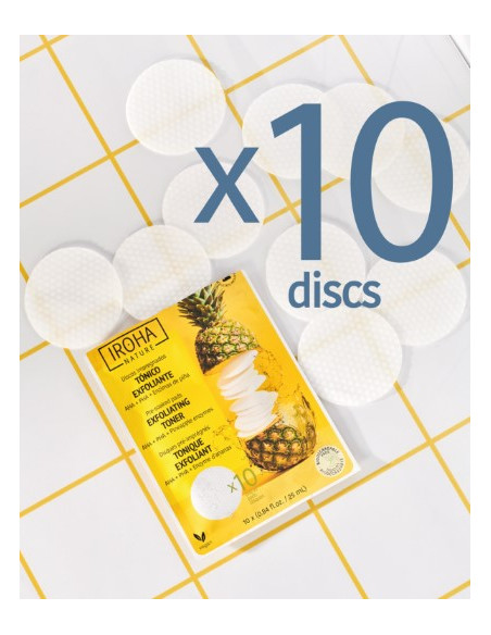 IROHA NATURE Peeling og Brightening Toner Pads med glykolsyre og ananasenzymer 10 stk.