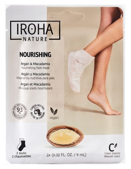 Iroha Nature nærende maskesokker til fødderne med argan- og macadamiaolie til blødgøring af tør hud, 1 par