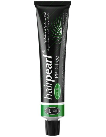 Hairpearl øjenvippe- og øjenbrynsfarve, PPD-fri, nr. 1 – dyb mørk sort 20 ml