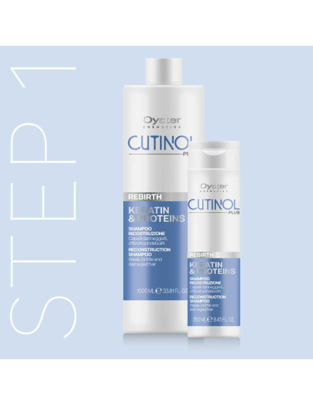 Oyster Cutinol Plus Rebirth shampoo til rekonstruktionspleje af skadet hår, 1000 ml