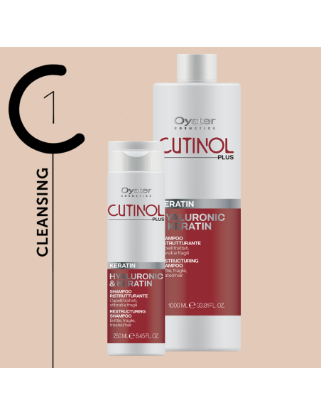 Oyster Cutinol Plus Keratin shampoo til styrkelse af skrøbeligt og skadet hår, 1000 ml
