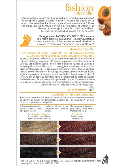 Fashion Colore Elite permanent hårfarvesæt 6.44 intens kobber mørkblond, 50+50+15 ml