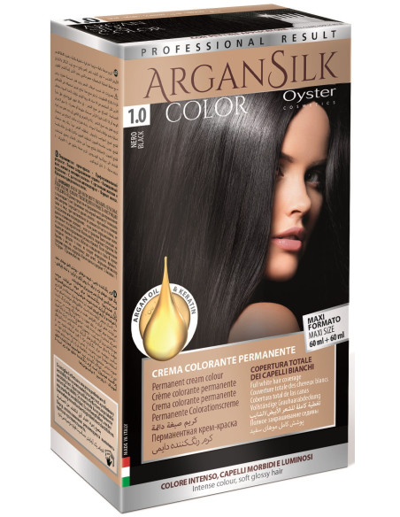 ARGAN SILK Hårfarve 1.0, sort 60+60ml