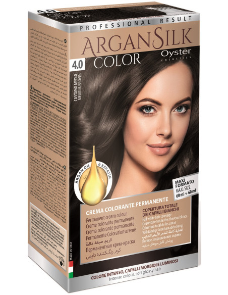 ARGAN SILK Hårfarve 4.0, mellembrun 60+60ml