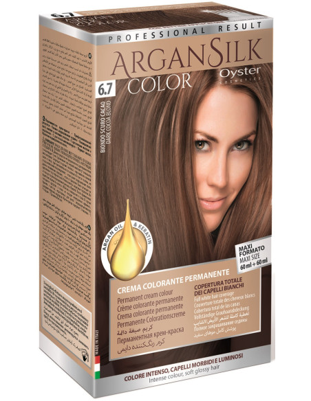 ARGAN SILK Hårfarve 6.7, mørk kakaoblond 60+60ml