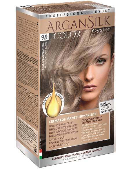 ARGAN SILK Hårfarve 9.9, lys perleblond 60+60ml