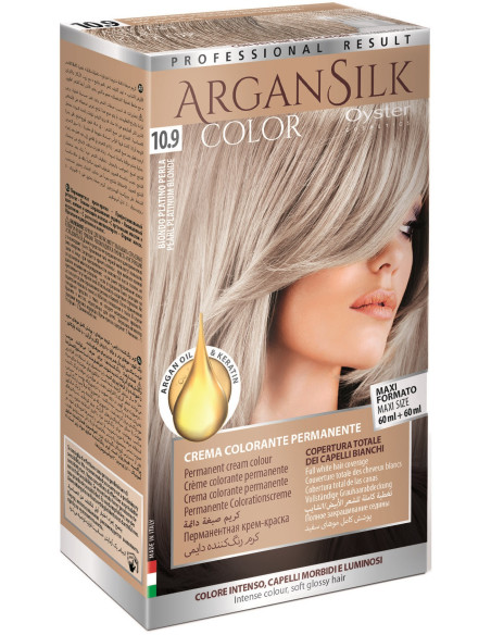 ARGAN SILK Hårfarve 10.9, platin perleblond 60+60ml