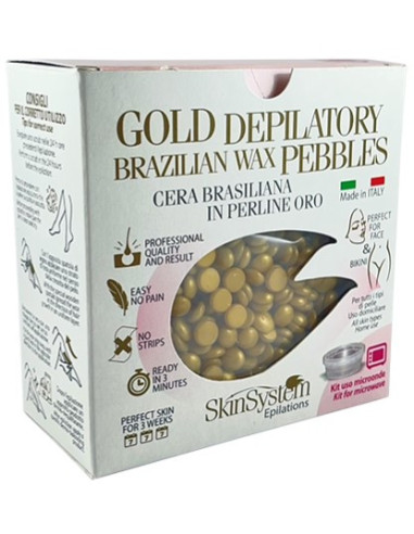 Skinsystem Brazilian Cietais vasks pērlēs Gold (mikroviļņu krāsns), epilācijas komplekts