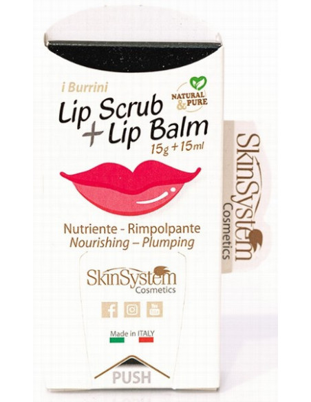 SkinSystem Læbe Volumen og Plejesæt (scrub 15g + balsam 15ml)